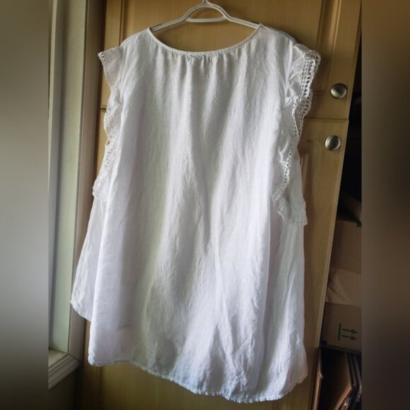 Linen White La e Trim Womens Top 3xl - Picture 7 of 10